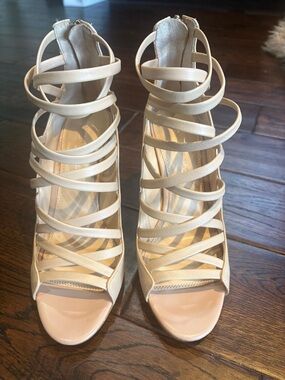 New Republic Women's Strappy Nude Heeled Sandals In S 7.5